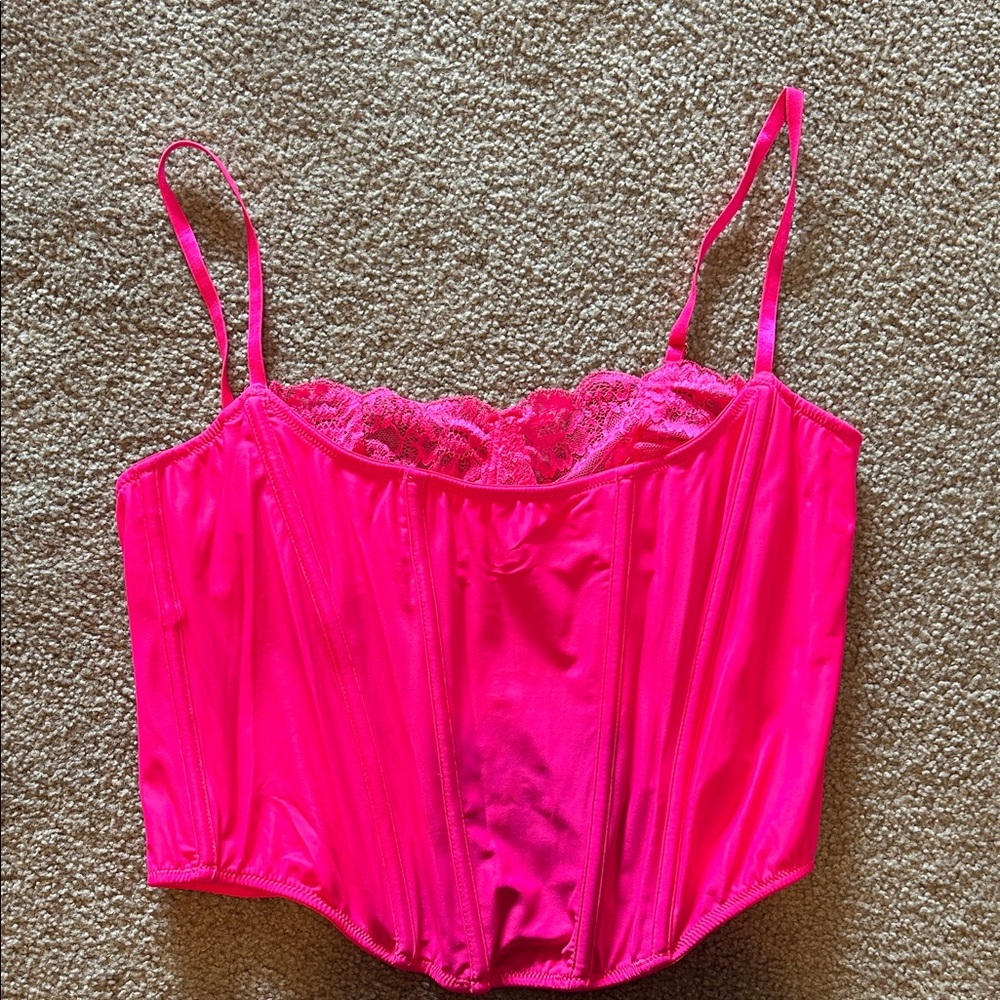 Vibrant Pink Lace Corset Top